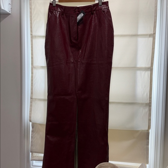 Burgundy Croc Leather Maxi Skirt NWT - Picture 4 of 8